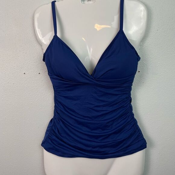 NWOT Lauren Ralph Lauren Navy Tankini Swim Top Size 8 - Picture 1 of 5